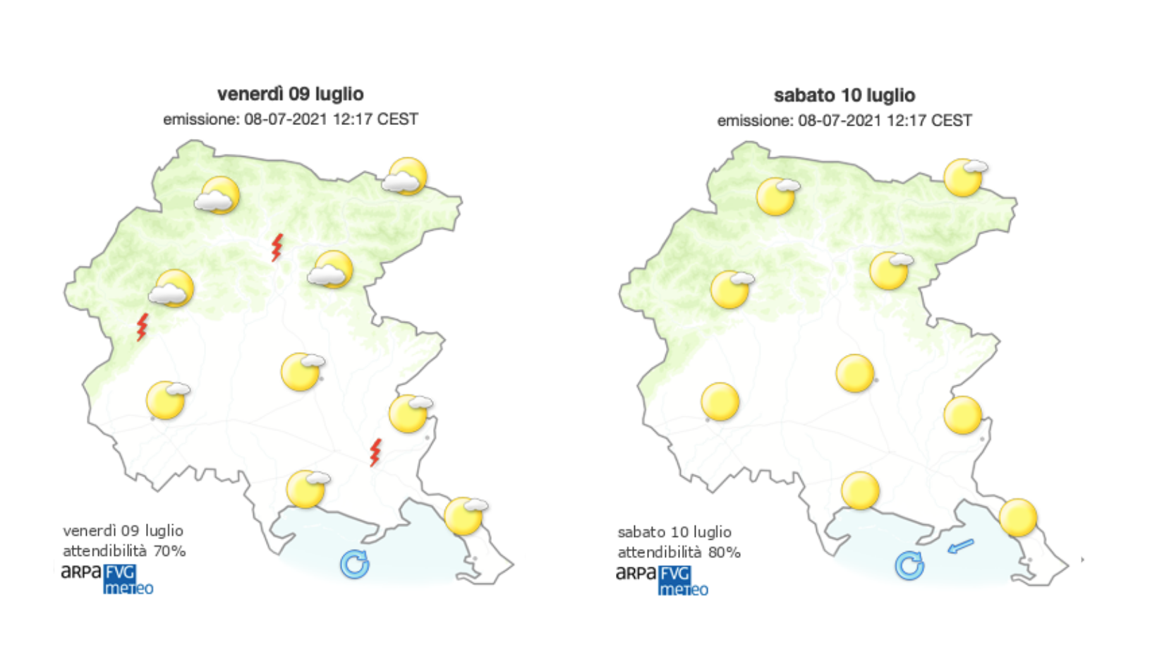 Temperature meno roventi sul Goriziano, splenderà il sole per tutto il weekend